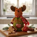 Sacchetto regalo di Natale a forma di renna con finestra a cuore e sciarpa a righe - Stile Renna (P1-6)