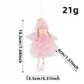 Pink plush feather angel Christmas hanging ornament showing 19.5cm height specs - Pink Plush / Pink