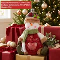 Plush Christmas snowman gift bag with heart window and green scarf decorations - Snowman Style (P1-5)