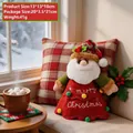 Plush Santa Claus gift bag with Merry Christmas embroidery, 18cm height, festive decor. - Santa Claus Style (P1-7)