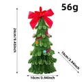 Handmade mini chenille stem Christmas tree with red bow and colorful pom-poms ornament - 24cm (56g) / Green Style (M1-48)