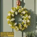 Couronne florale décorative avec feuilles vertes et fleurs blanches pour la décoration - Couronne de Marguerite à Pétales Blancs (U2-30)