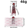 Gothic Halloween skeleton hand hair clip with red rose and long black mesh veil accessory - Gothic Mesh Hair Clip (D3-8) / 13x5x64cm / Skeleton Hand Rose Mesh Black Red Style