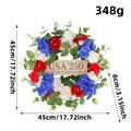 Patriotic USA 250th Anniversary wreath with red white blue flowers for door decor. - Stars and Stripes Holiday Wreath