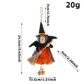 Halloween witch doll hanging ornament with broom and bells, 24.5cm height variant. - Orange