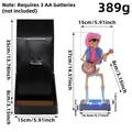 Electric musical skeleton toy for Halloween with glowing blue LED lights and dimensions - Banjo Player Style