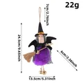 Halloween hanging witch ornament with purple dress, broom, and bells for festive decor - Purple