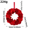 Roter Weihnachtskranz aus Samt mit handgemachten Schleifen, 33 cm Durchmesser, 224 g Gewicht - Großer Roter Stil (J3-43) / L / Rot