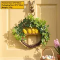 Handmade Easter ivy wreath with four cute yellow chicks and rabbit knocker door decor - Easter Chick Ivy Wreath
