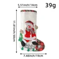 Decorative white burlap Christmas stocking with snowman design and clear size measurements - 3D Snowman Style (M1-7)