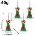 Groene pailletten kerstmuts hangers set met rode strikken en bellen - Set van 4 / Groen