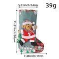 Festive burlap Christmas stocking with Santa bear design and 30cm height dimension markings - 3D Bear Style (M1-9)
