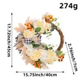 Autumn floral wreath with cream flowers, berries and bow, 17.72 inch size, SKU variant - Warm Soft Light Wreath (H1-45) / 45cm Size