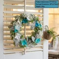 Artificial white and blue calla lily wreath for Christmas wall or door decoration - Blue and White Calla Lily Lamb's Ear Wreath