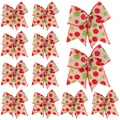 Assorted Christmas red and green polka dot burlap bows for tree and gift decoration - Burlap Style Polka Dot