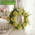 Artificial yellowish-green hydrangea floral wreath 40cm for Christmas door wall decoration - U3-15 Green and White Hydrangea