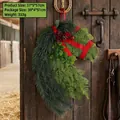 Artificial green horse head Christmas wreath decorated with red ribbon and cones - Horse Head Wreath