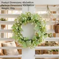 Artificial white flower and green leaf Christmas wreath for home door and wall decoration - Milky White Small Flower Wreath