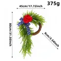 Patriotic American Independence Day floral wreath with red roses and blue star ribbon - Independence Day Rose Wreath / 80x45x9