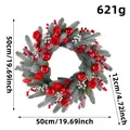 50cm Kerstkrans met rode rozen en dennennaalden, 621g gewicht SKU afbeelding - 50cm / Rood/Groen