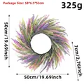 Colorful artificial lavender wreath SKU image showing 50cm diameter and 325g weight specifications - Round Wreath / Multicolor Lavender