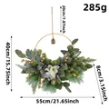 Christmas wreath decoration with magnolia, pine needles and bell, 21.65 inches wide - Magnolia Bell Wreath (H3-6)