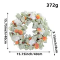 Autumn harvest wreath with rabbit ear leaves and white flowers, 15.75 inch diameter size - White Flower Lamb's Ear Wreath