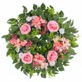 Artificial spring rose wreath with pink hydrangeas for home front door wall decor - 50cm Style