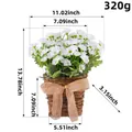 Size guide for artificial white daisy bouquet in woven wall basket with 320g weight. - White Daisy