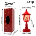 Red Christmas hexagonal lantern with Santa Claus snow globe and size measurements - Santa Claus / Hexagonal Lamp (21.5cm) / Red