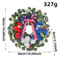 Unabhängigkeitstag-Kranz mit rot-weiß-blauen Rosen und Flaggen-Schleifendekor - 50cm / Rot/Weiß/Blau
