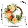 Herbstkranz mit orangefarbenen Pfingstrosen und Kürbissen für die Erntedank-Türdeko - Kürbis Ernte Kranz / 45cm