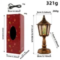 Vintage Christmas lantern snow globe dimensions with USB cable and gift box - Christmas Tree / Hexagonal Lamp (21.5cm) / Bronze