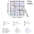 Komplettes 35-teiliges weißes Weihnachtskugel-Set mit detaillierter Größen- und Mengentabelle - 35-teiliges Set / Weiß