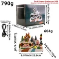 Hand-painted luminous gingerbread house music box with rotating train and LED lights. - Rotating Train Style (U2-10)