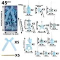 45-piece light blue Christmas tree ornament set including balls, stars, and deer - 45 Pieces/Pack / Christmas Ornament Set (R3-41 Lake Blue)
