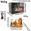 Rotating gingerbread house Christmas music box with LED lights and packaging - Candy Cane Style (U2-11)