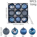 9er-Set blaue galvanisierte dekorative Weihnachtskugeln mit Glitzer und Mustern - 9er Set / Blau
