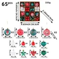 65-delige kerstballenset met afmetingen en hoeveelheden in een geschenkverpakking - 65-delige set / Rood Groen Wit