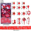 30-teiliges rot-weißes Weihnachtsornament-Set mit verschiedenen Formen und Größen - 30 Stück / Rot Weiß