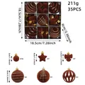 Set de 35 bolas de Navidad flocadas marrones con especificaciones de tamaño detalladas - Juego de 35 Piezas / Marrón