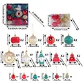 60pcs Christmas ornament set with donuts, gnomes and balls in red and green - 60Pcs Set / Red and Turquoise