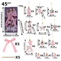 Set di 45 decorazioni natalizie rosa con forme diverse e dimensioni dettagliate - 45 Pezzi/Confezione / Set di Ornamenti Natalizi (R3-47 Rosa Chiaro)