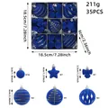 Juego de 35 bolas de Navidad azules flocadas en varias formas y tamaños para decoración - Juego de 35 Piezas / Azul
