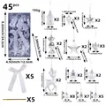 Set di 45 Addobbi Natalizi Argentati con Stelle Renne e Palline per Albero di Natale - 45 Pezzi/Confezione / Set di Ornamenti Natalizi (R3-50 Bianco Argento)