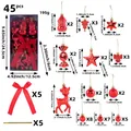 Set di 45 decorazioni natalizie rosse con stelle, cervi e palline in scatola - 45 Pezzi/Confezione / Set di Ornamenti Natalizi (R3-48 Rosso)