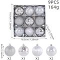 9er Set silberne Weihnachtskugeln mit verschiedenen Mustern und glänzenden Oberflächen - 9er Set / Silber