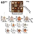 65-teiliges Weihnachtsornament-Set in verschiedenen Formen und Größen in Bronze - 65-teiliges Set / Dunkelgold