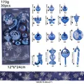Blaues 30-teiliges Weihnachtsbaum-Schmuckset mit Sternen, Herzen und Zuckerstangen - 30 Stück / Blau