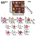 65-teiliges Set Weihnachtskugeln Dekoration in Rosa und Roségold mit Größenangaben - 65-teiliges Set / Magenta